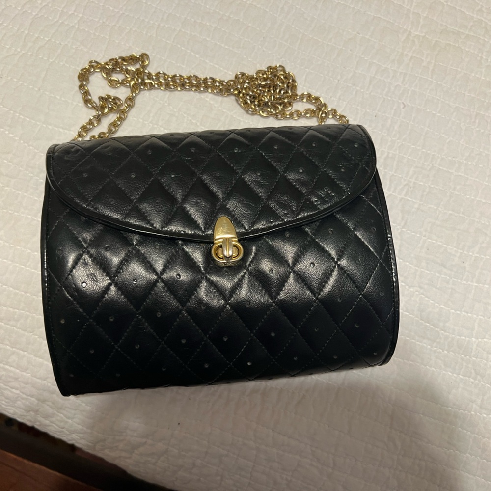 Vintage 50s Leather Bag with Clasp Made in Italy